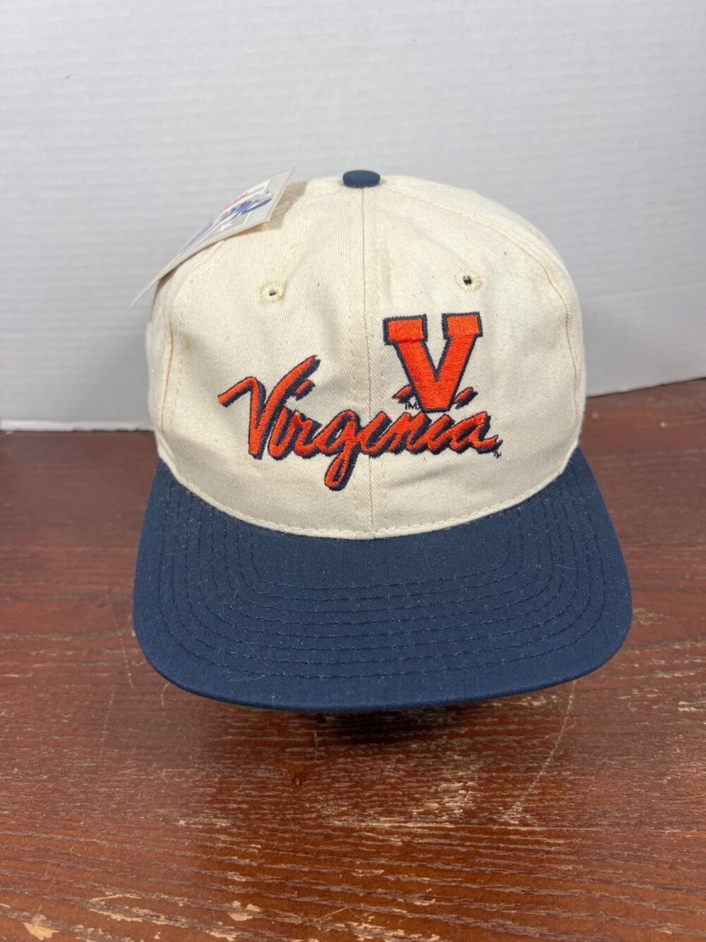 Vintage Virginia Cavaliers Snapback Hat By The Game Beige & Navy USA H5